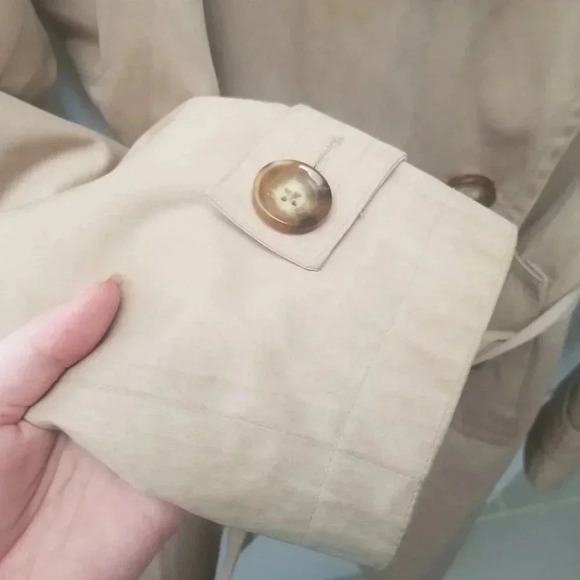 Micheal Kors  Tan Double Breasted Belted Trench Coat L - Picture 10 of 12